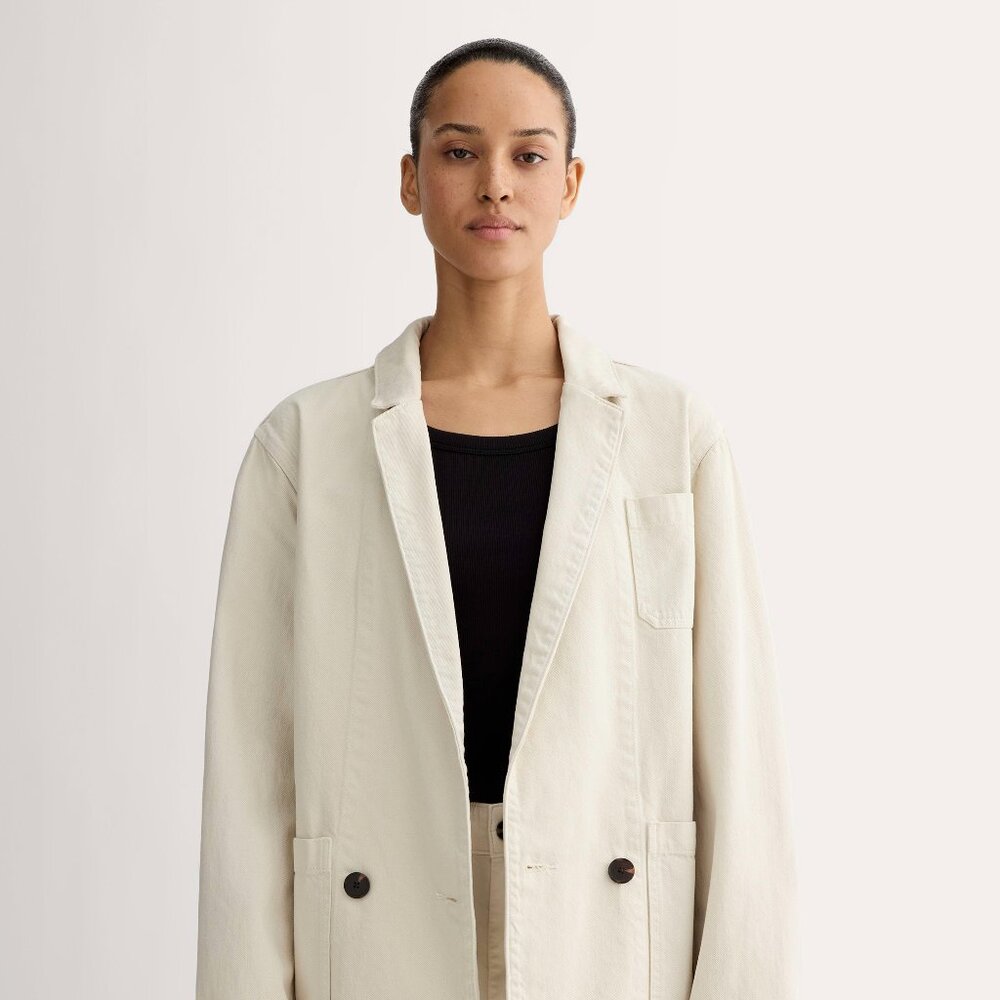 Everlane Women's Denim Chore Blazer in Garment-Dyed Sand, Size Small